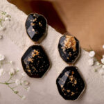 Midnight Luxe Black Resin & Gold Foil Statement Earrings