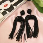 Midnight Luxe Black Beaded Fringe Earrings – Bold & Elegant
