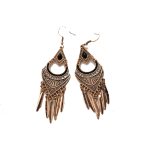 Bohemian Vintage Gold-Toned Dangle Earrings with Black Stones