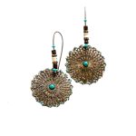 Bohemian Sunburst Mandala Earrings – Vintage Charm with a Touch of Turquoise