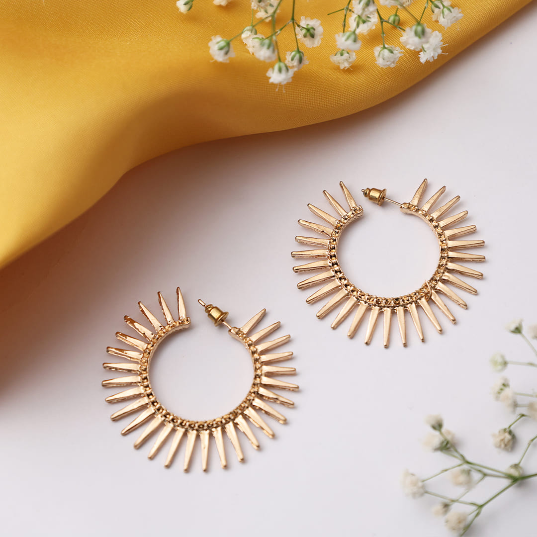 Golden Radiance Hoop Earrings – Bold & Fierce - Image 4