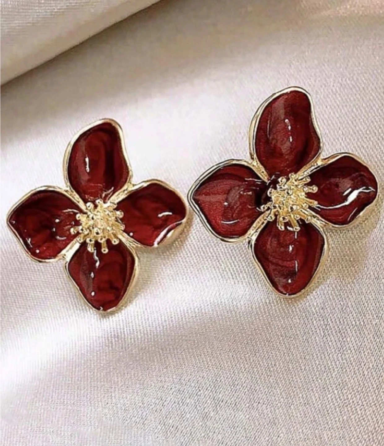 BERYLBABE Gold Plated Flower Stud Earrings for Women - Image 5